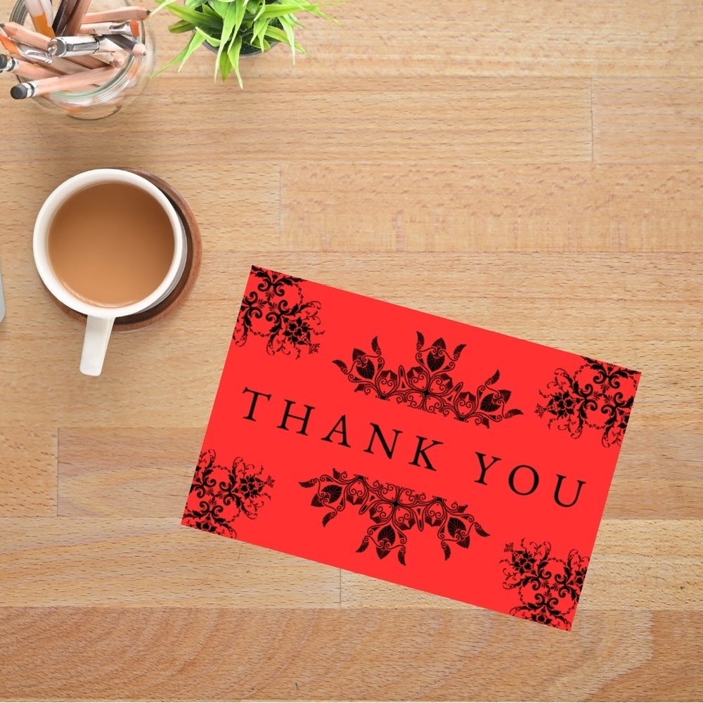 Set of 10 Red Thank You Card